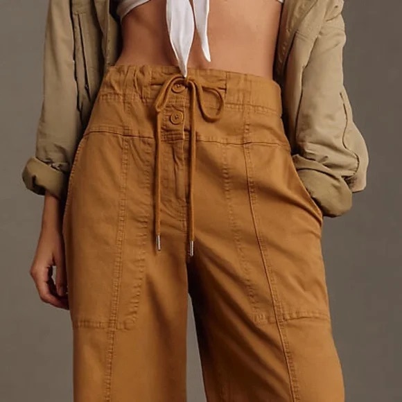 NWT Anthropologie Maeve Brown Wide-Leg Utility Pants - Picture 2 of 10